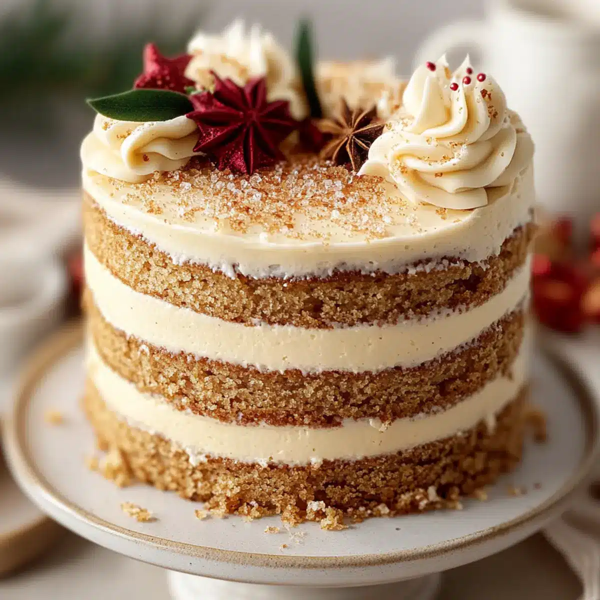 Christmas Spice Cake with Eggnog Buttercream