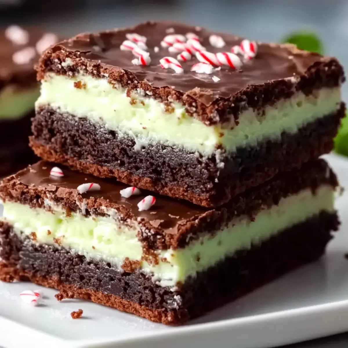 Mint Chocolate Brownies with Creamy Peppermint Filling