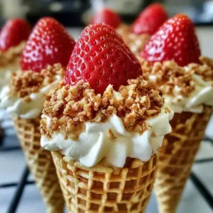 Strawberry Crunch Cheesecake Cones