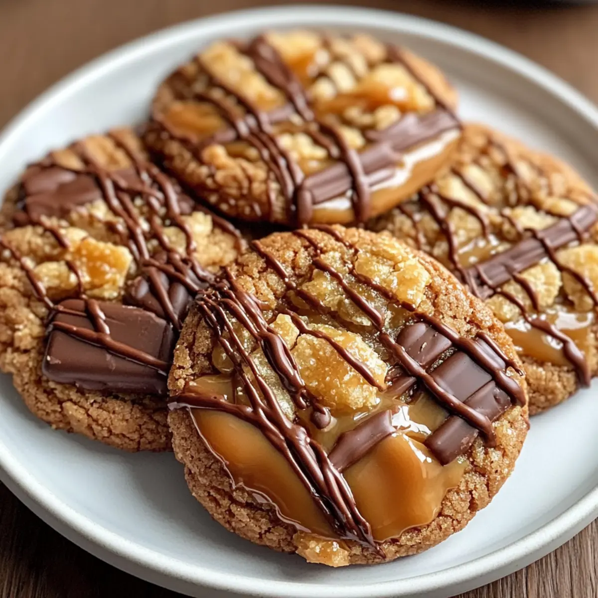 Decadent Chewy Twix-Style Cookies with Crunchy Caramel and Milk Chocolate Drizzle