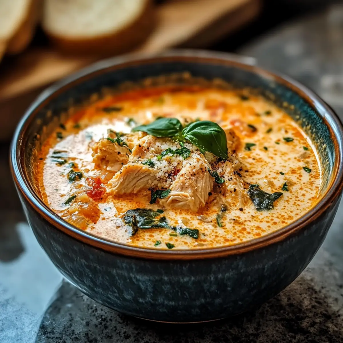 Crock Pot Creamy Chicken Parmesan Soup