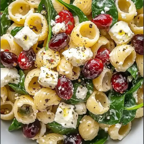 Vibrant Spinach Pasta Salad with Feta and Sweet Cranberries Recipe